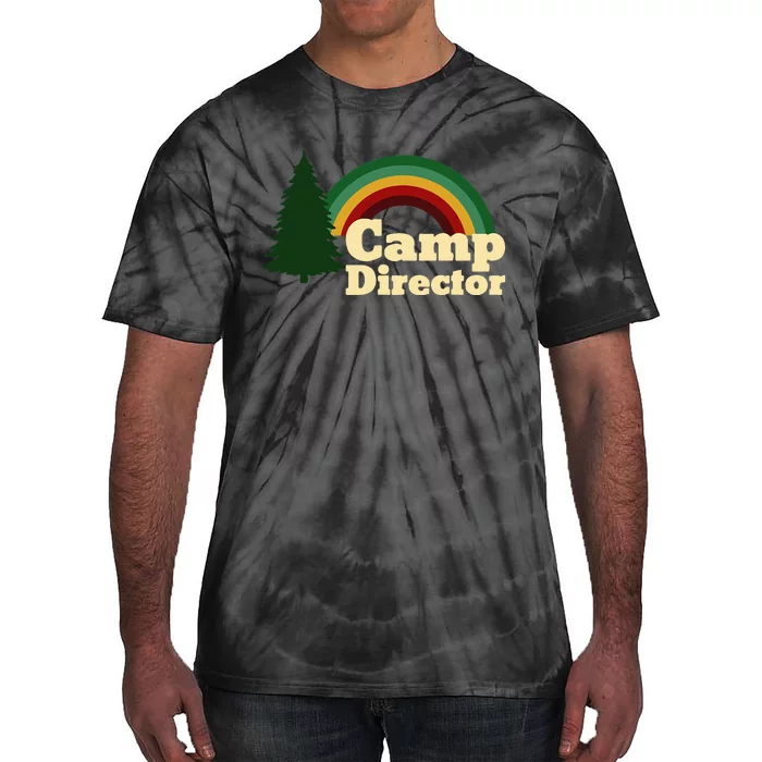 Summer Camp Director Counselor Camper Rainbow Pine Tree Tie-Dye T-Shirt