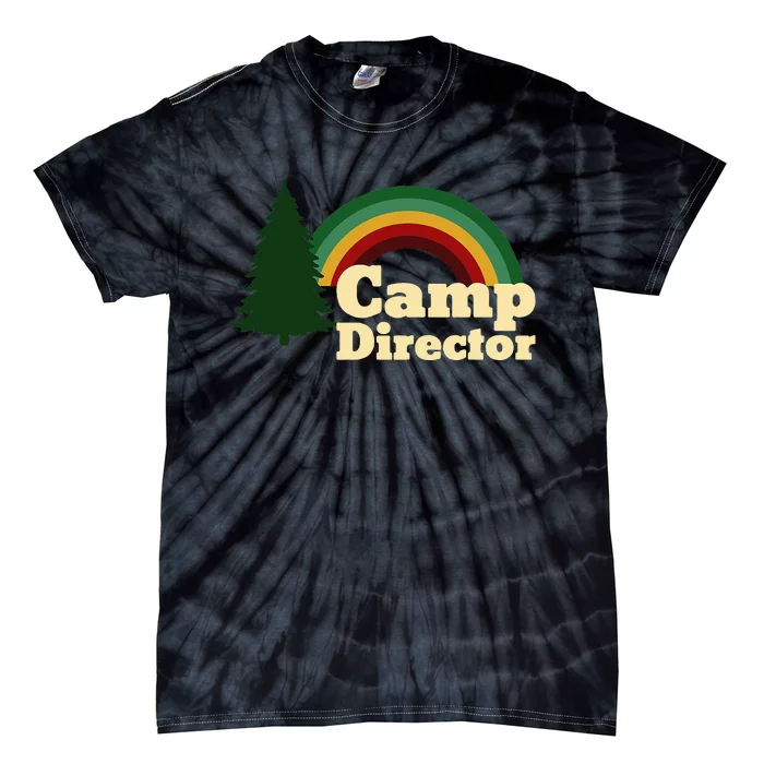 Summer Camp Director Counselor Camper Rainbow Pine Tree Tie-Dye T-Shirt