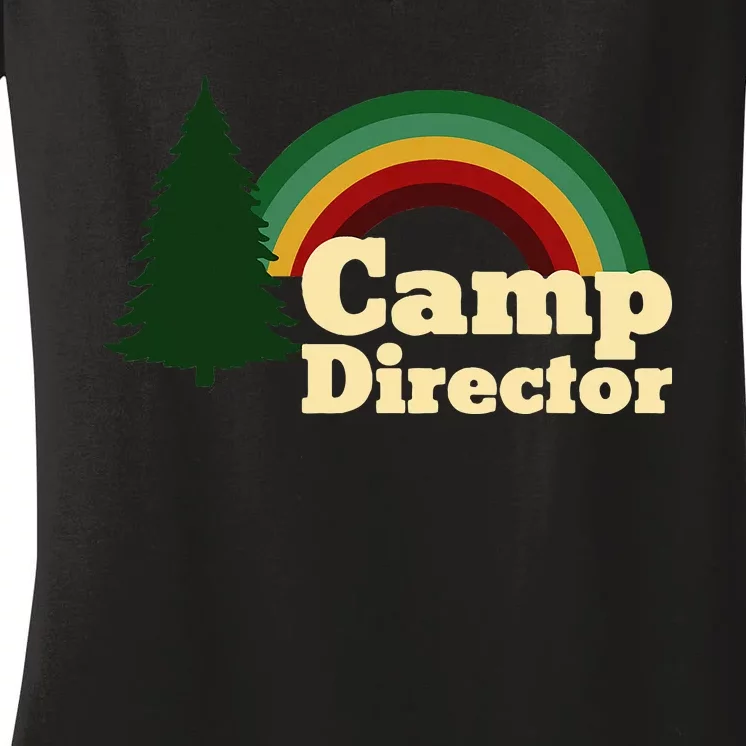 Summer Camp Director Counselor Camper Rainbow Pine Tree Women's V-Neck T-Shirt