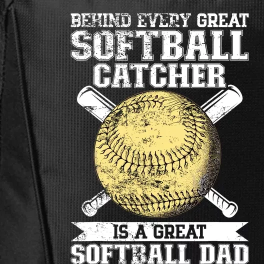 Softball Catcher Dad Pitcher Fastpitch Coach Fathers Day City Backpack