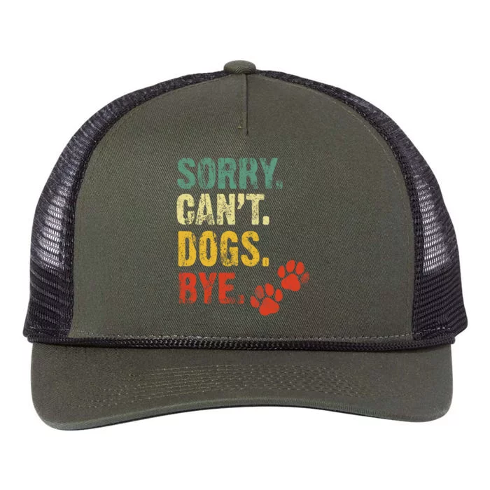 Sorry Cant Dogs Bye Vintage Retro Dogs Lover Retro Rope Trucker Hat Cap