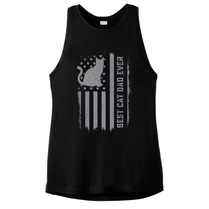 S Cat Dad Us Flag Kitty Daddy Dad Christmas Ladies Tri-Blend Wicking Tank