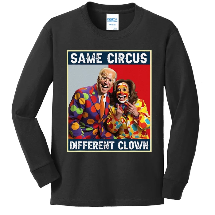 Same Circus Different Clown Funny Kamala Harris Clown (2) Kids Long Sleeve Shirt