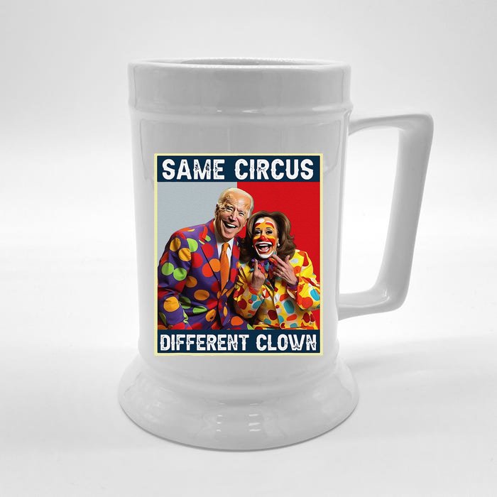 Same Circus Different Clown Funny Kamala Harris Clown (2) Front & Back Beer Stein