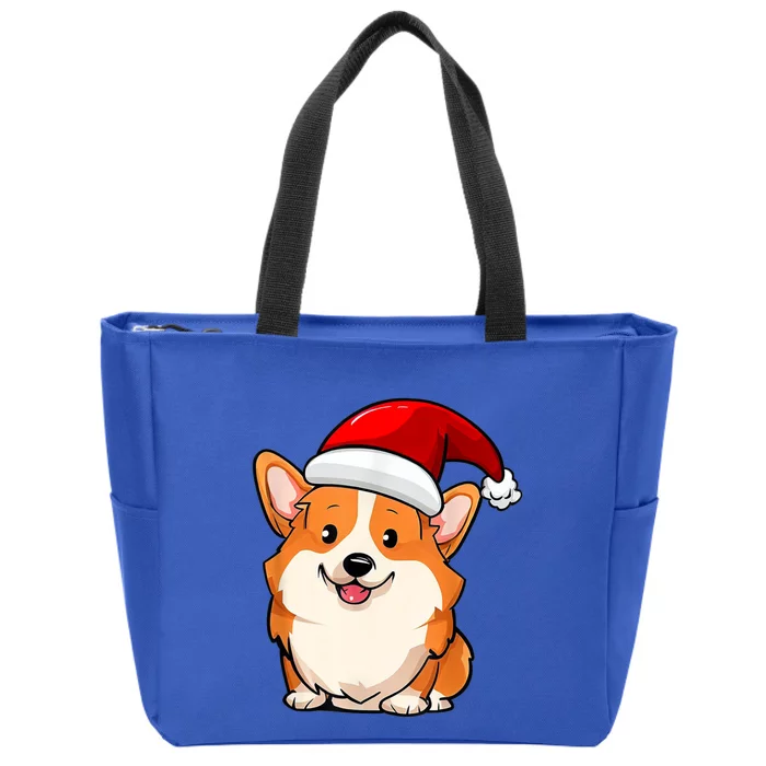 Santa Corgi Dog Dad Mom Boy Girl Christmas Zip Tote Bag