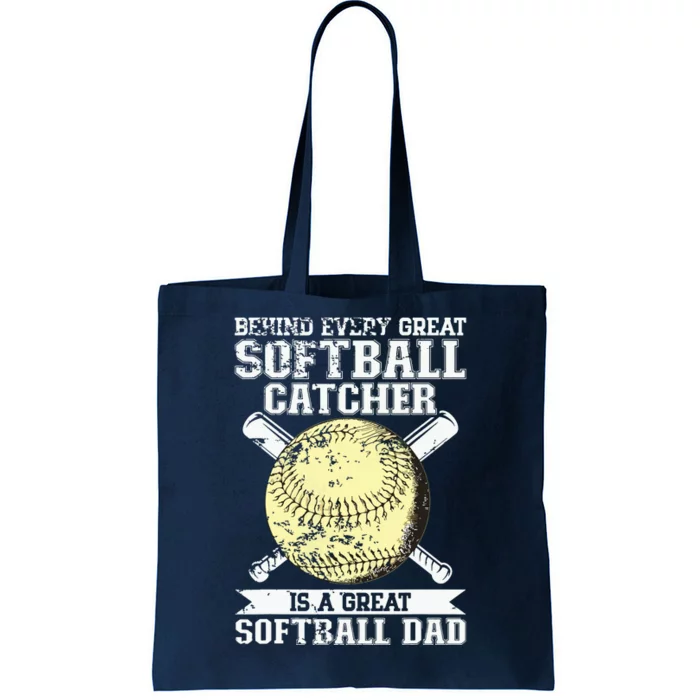 Softball Catcher Dad Pitcher Fastpitch Coach Fathers Day Tote Bag