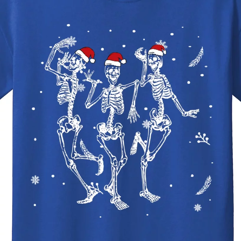 Snow Chirstmas Dabbing Dancing Skeleton Xmas Santa Hats Gift Kids T-Shirt