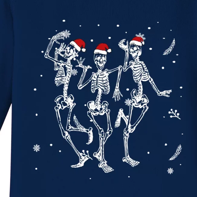 Snow Chirstmas Dabbing Dancing Skeleton Xmas Santa Hats Gift Baby Long Sleeve Bodysuit