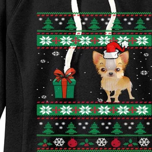 Santa Chihuahua Dog Holiday Ugly Christmas Graphic Gift Meaningful Gift Women's Fleece Hoodie