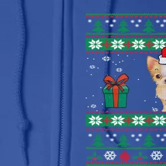 Santa Chihuahua Dog Holiday Ugly Christmas Graphic Gift Meaningful Gift Full Zip Hoodie