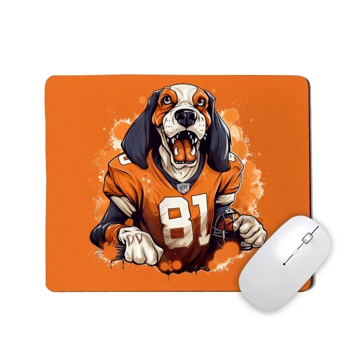 Smokey Coonhound Dog Tennessee Orange Football Game Day Mousepad