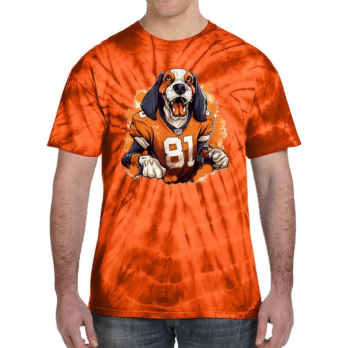 Smokey Coonhound Dog Tennessee Orange Football Game Day Tie-Dye T-Shirt