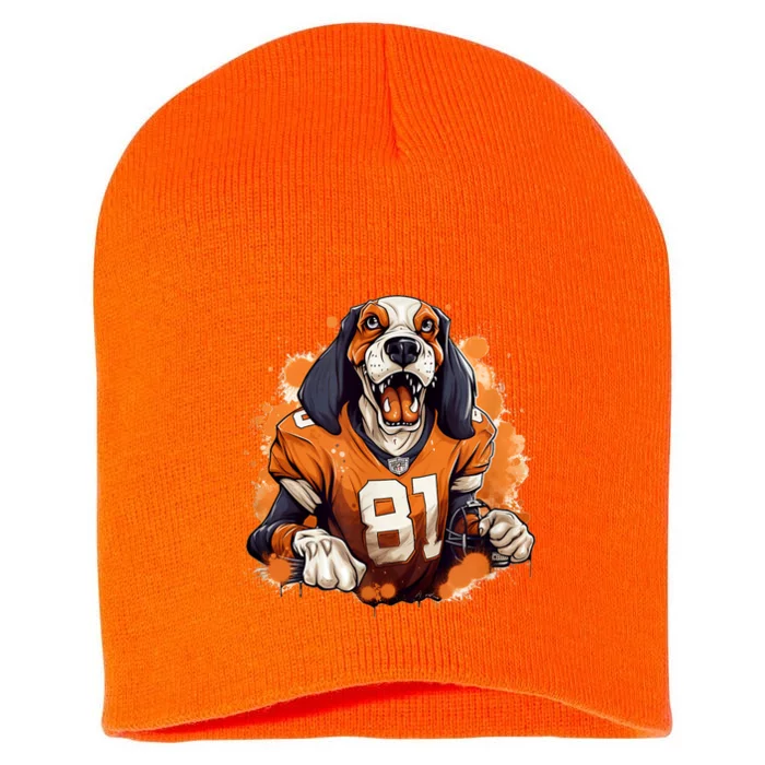 Smokey Coonhound Dog Tennessee Orange Football Game Day Short Acrylic Beanie