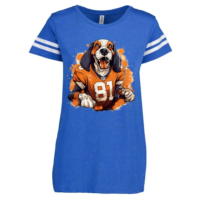 Smokey Coonhound Dog Tennessee Orange Football Game Day Enza Ladies Jersey Football T-Shirt