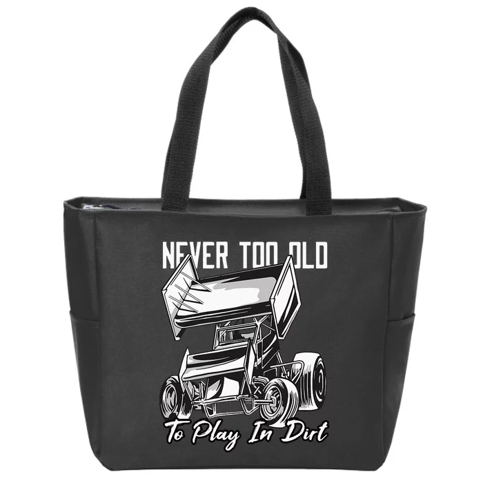 SPRINT CAR DIRT TRACK RACING Play In Dirt Zip Tote Bag