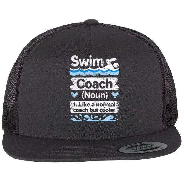 Swim Coach Definition Swimming Coach Flat Bill Trucker Hat