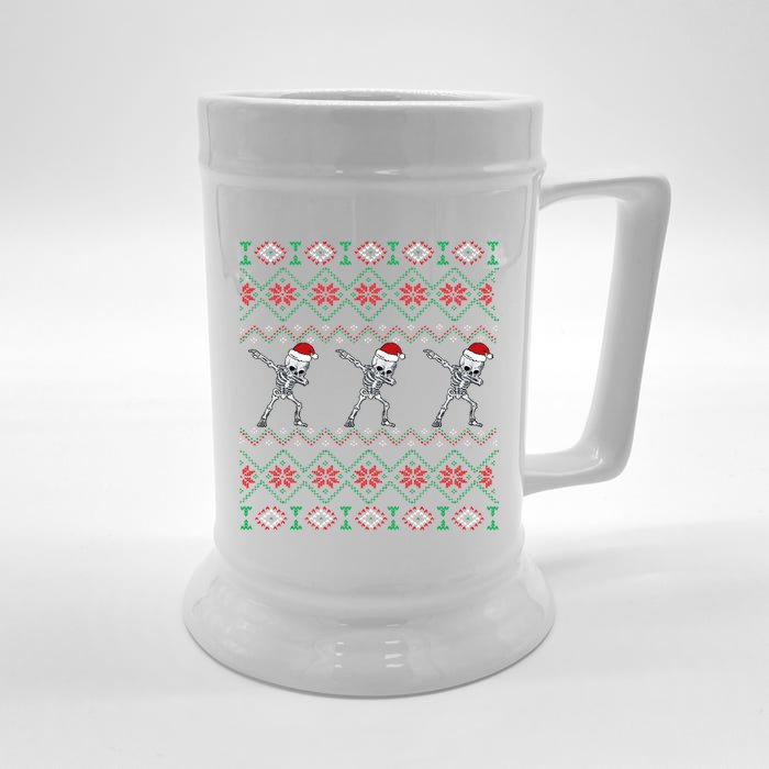 Snow Christmas Dancing Skeleton Xmas Santa Hats Meaningful Gift Front & Back Beer Stein