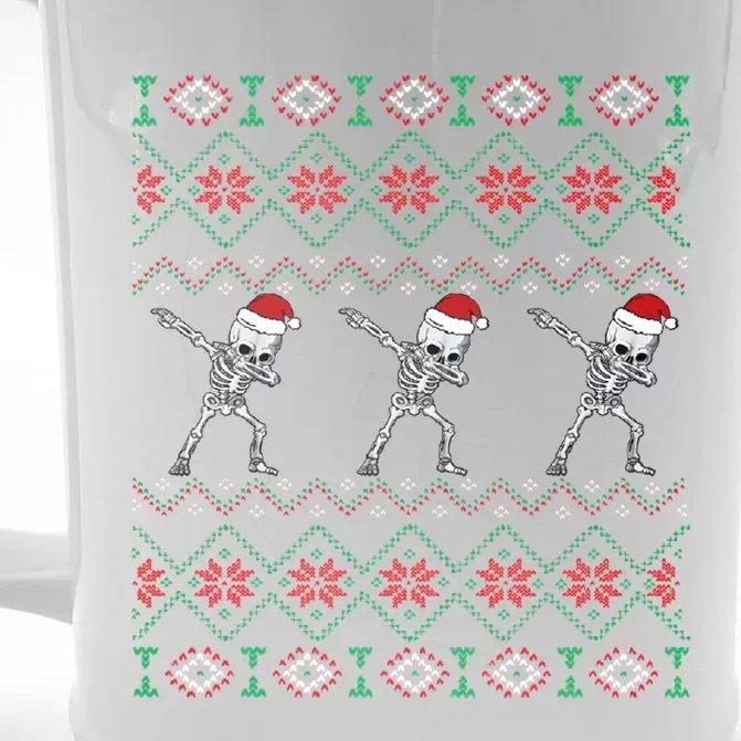 Snow Christmas Dancing Skeleton Xmas Santa Hats Meaningful Gift Front & Back Beer Stein