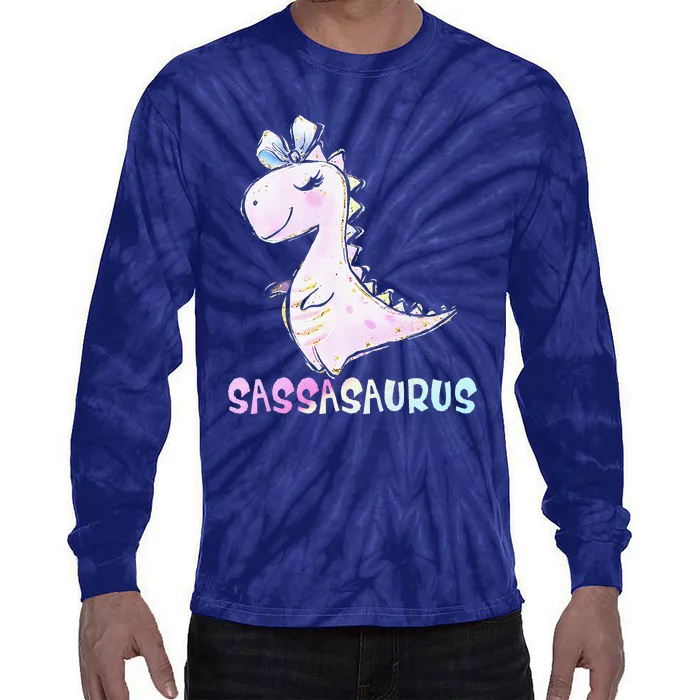 Sassasaurus Cute Dinosaur Funny Gifts Tie-Dye Long Sleeve Shirt