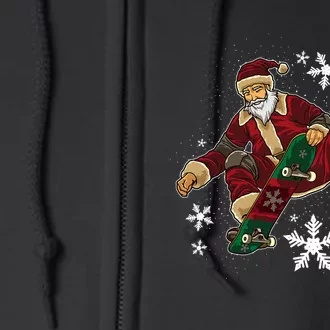 Santa Claus Does Tricks On A Skateboard Skate Xmas Full Zip Hoodie