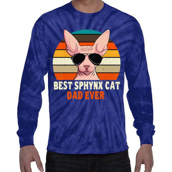 Sphynx Cat Dad Owner Breeder Hairless Pet Lover Fathers Day Tie-Dye Long Sleeve Shirt