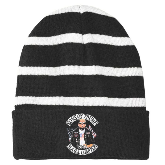 Step Candidates Donald Trump And Joe Biden 2024 Striped Beanie with Solid Band