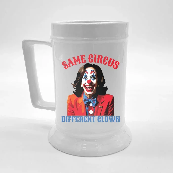 Same Circus Different Clown Funny Kamala Clown 2024 Front & Back Beer Stein