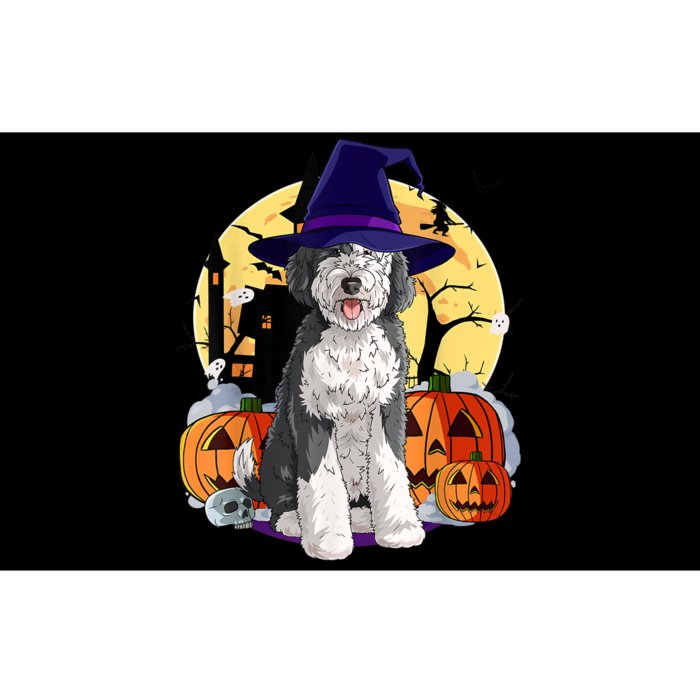 Sheepadoodle Cute Dog Halloween Witch Pumpkin Bumper Sticker