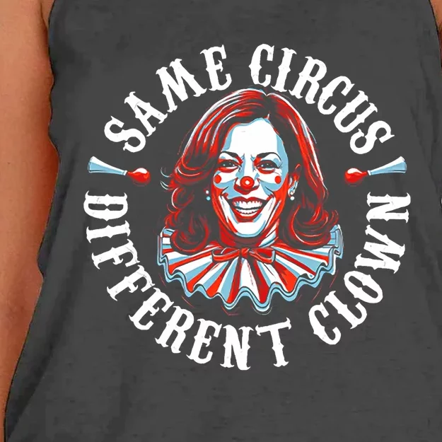 Same Circus Different Clown Funny Kamala Harris Clown Women's Knotted Racerback Tank