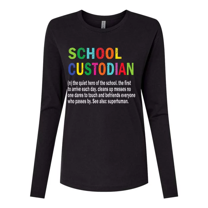 School Custodian Definition School Janitor Appreciation Womens Cotton Relaxed Long Sleeve T-Shirt