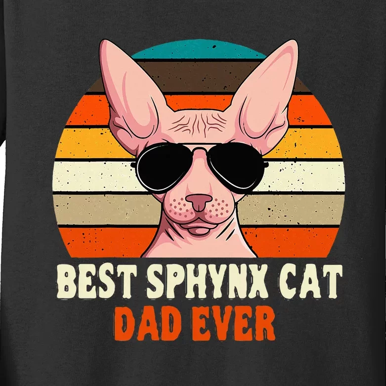 Sphynx Cat Dad Owner Breeder Hairless Pet Lover FatherS Day Kids Long Sleeve Shirt