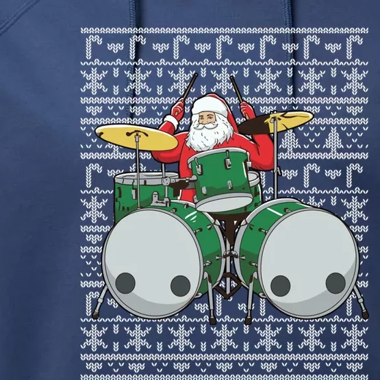 Santa Claus Drummer Drums Percussionist Percussion Christmas Gift Performance Fleece Hoodie