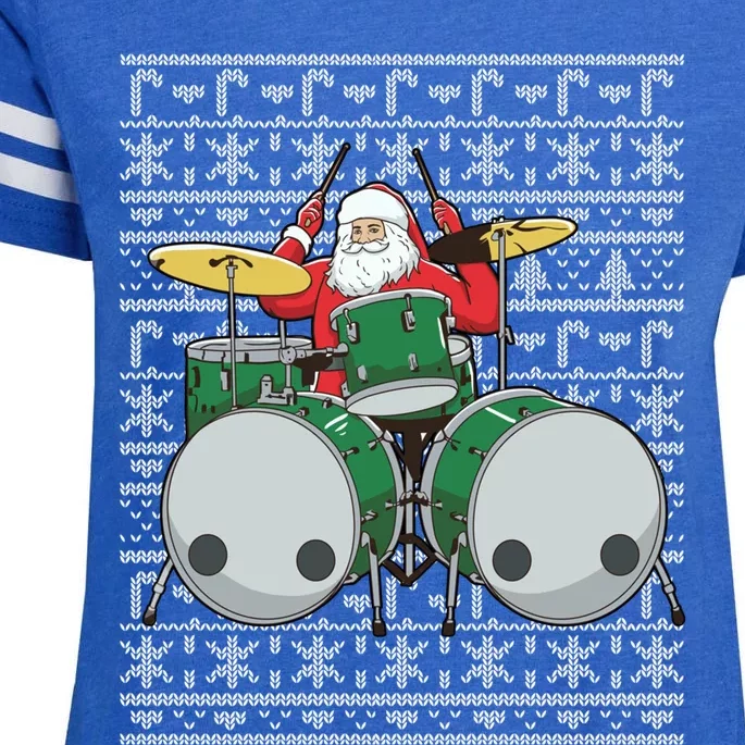 Santa Claus Drummer Drums Percussionist Percussion Christmas Gift Enza Ladies Jersey Football T-Shirt