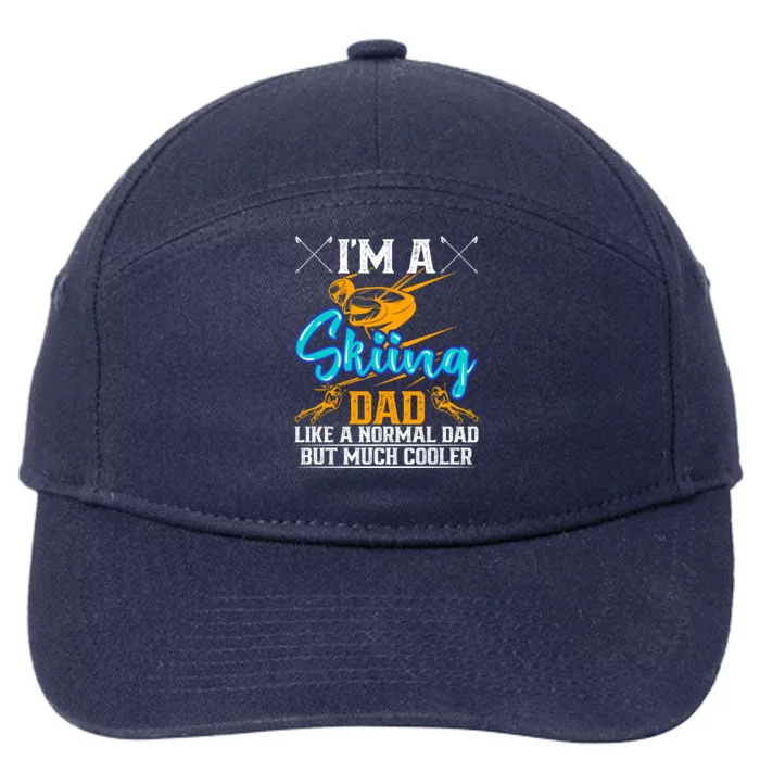 Skiing Cool Dad Ski Cool Adventure Gift 7-Panel Snapback Hat