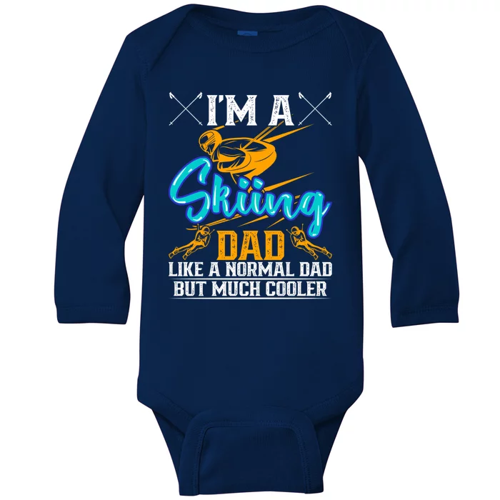 Skiing Cool Dad Ski Cool Adventure Gift Baby Long Sleeve Bodysuit