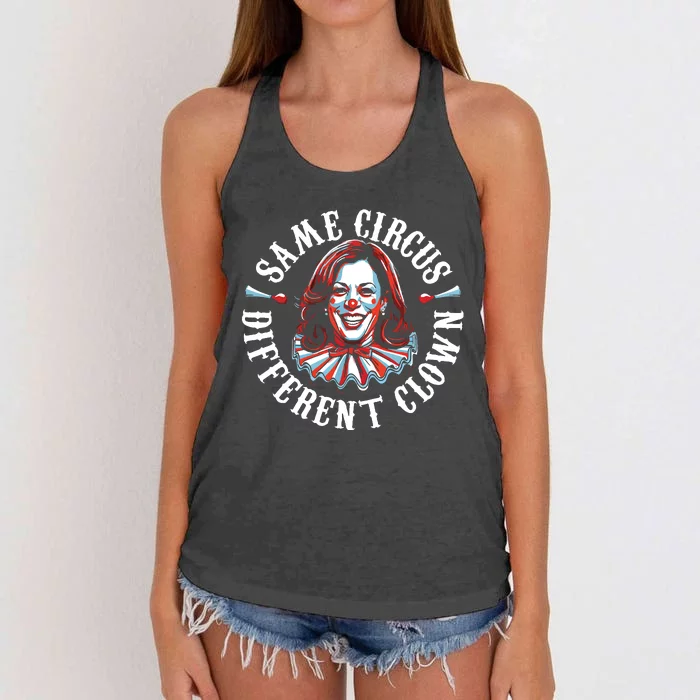 Same Circus Different Clown Funny Kamala Harris Clown Women's Knotted Racerback Tank