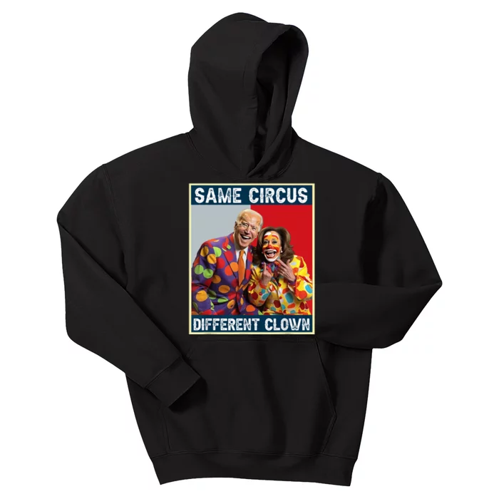 Same Circus Different Clown Funny Kamala Harris Clown Kids Hoodie