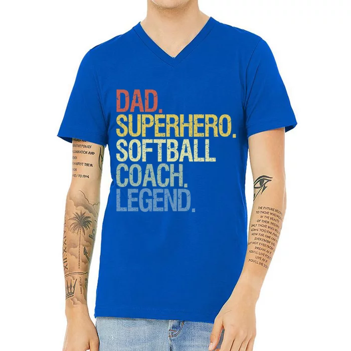 Softball Coach Dad Gift V-Neck T-Shirt