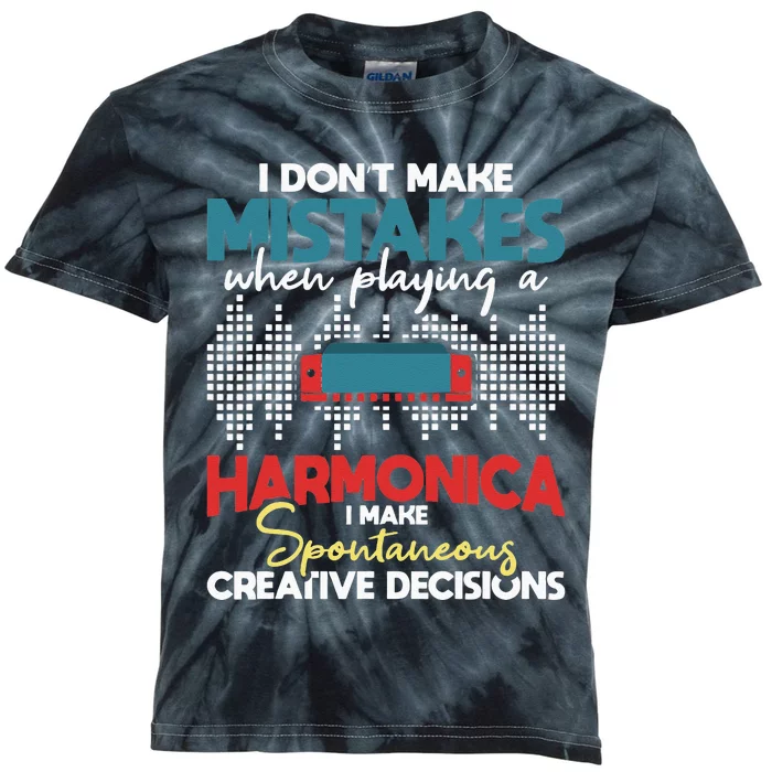 Spontaneous Creative Decisions Harmonica Player Harmonicist Kids Tie-Dye T-Shirt