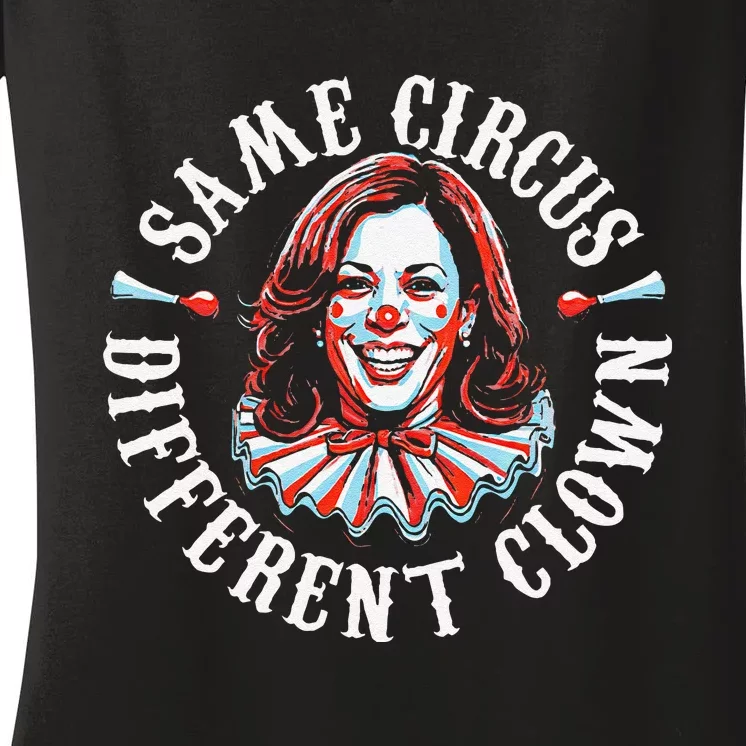 Same Circus Different Clown Funny Kamala Harris Clown Gift Women's V-Neck T-Shirt