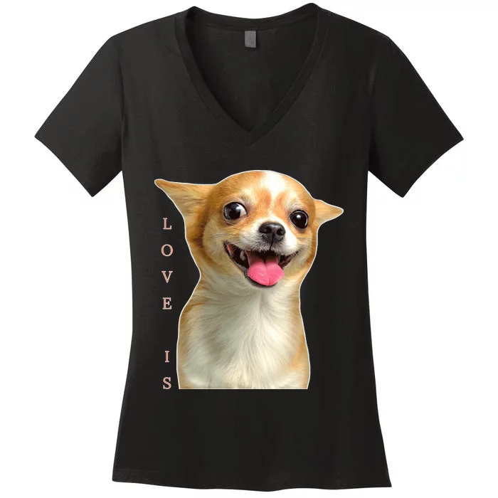 S Chihuahua Dog Mom Dad Love Pet Puppy Chiuauaha Women's V-Neck T-Shirt