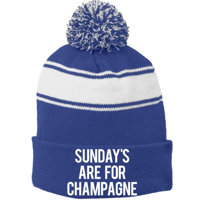 Sunday Champagne Day Ing Beach Brunch Top Funny Gift Stripe Pom Pom Beanie