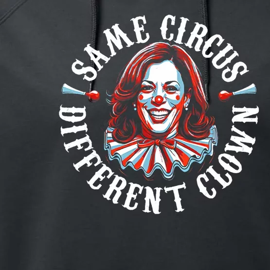 Same Circus Different Clown Funny Kamala Harris Clown Performance Fleece Hoodie