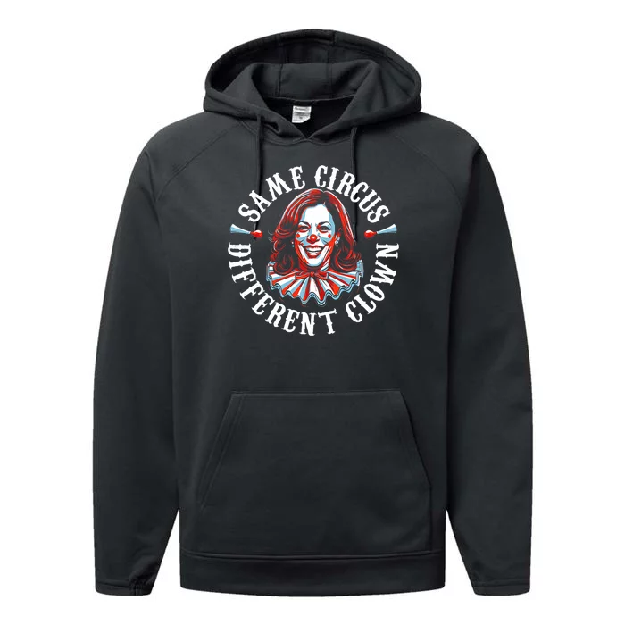 Same Circus Different Clown Funny Kamala Harris Clown Performance Fleece Hoodie