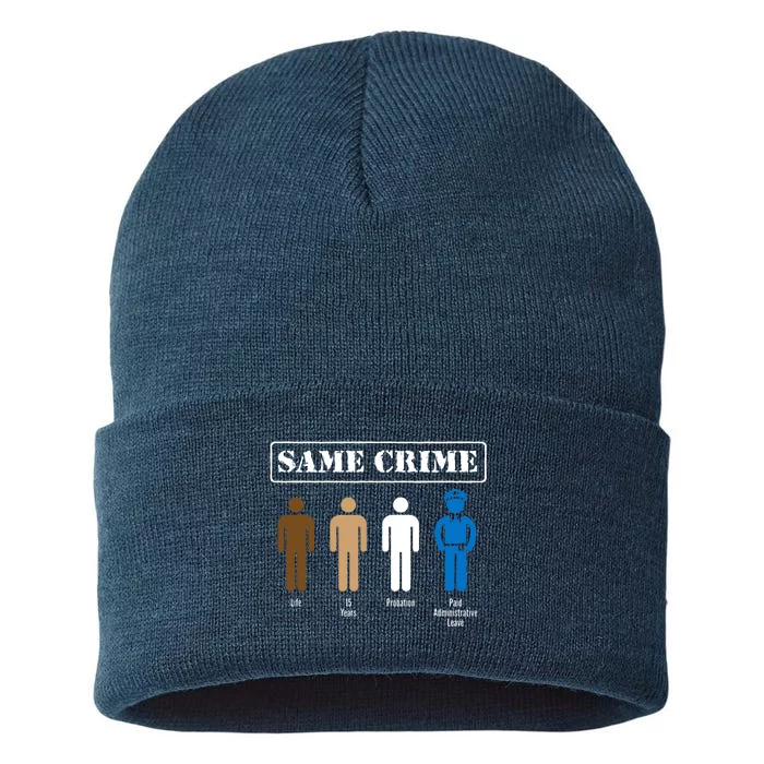 Same Crime Different Time Funny Satirical Sustainable Knit Beanie