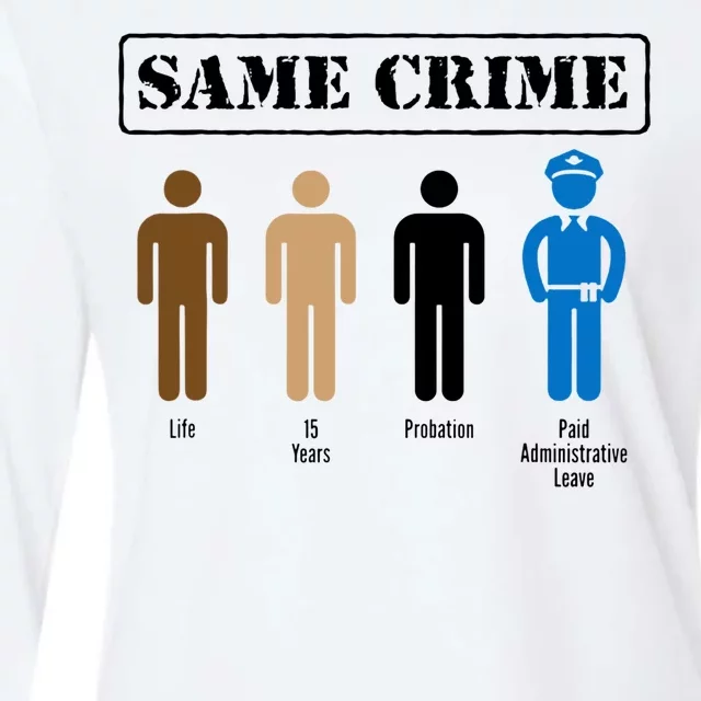 Same Crime Different Time Funny Satirical Womens Cotton Relaxed Long Sleeve T-Shirt