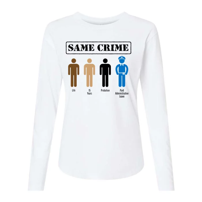 Same Crime Different Time Funny Satirical Womens Cotton Relaxed Long Sleeve T-Shirt