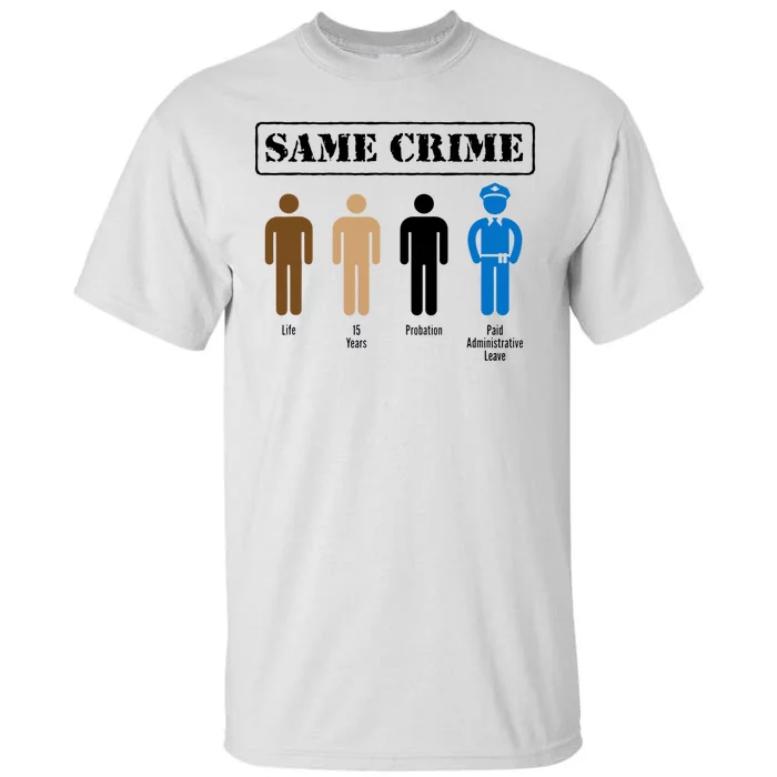 Same Crime Different Time Funny Satirical Tall T-Shirt