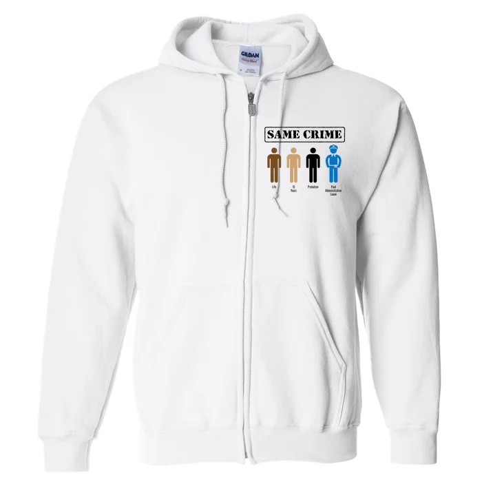 Same Crime Different Time Funny Satirical Full Zip Hoodie