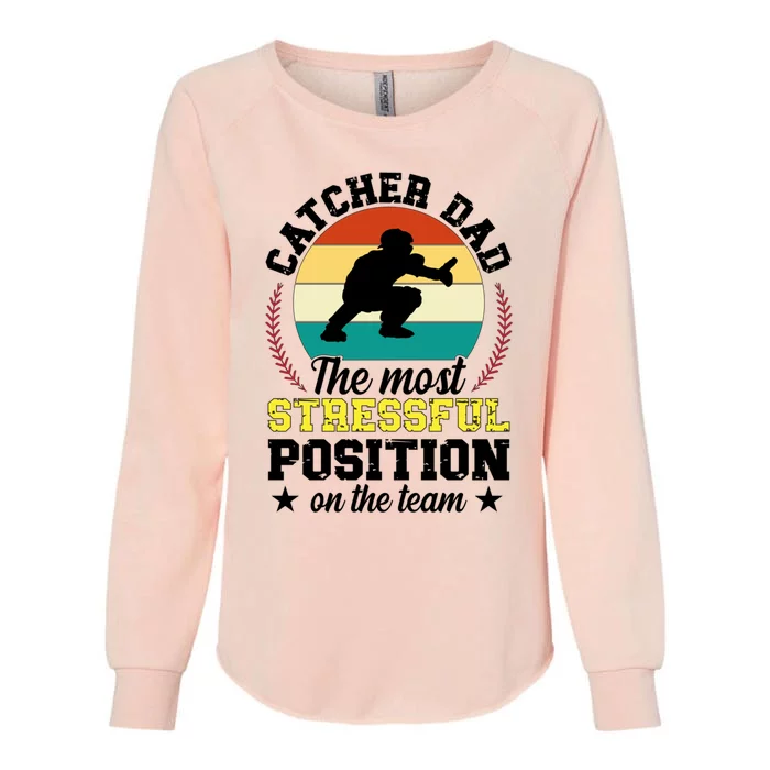 Softball Catcher Dad Funny Dad Of A Softball Catcher Father Meaningful Gift Womens California Wash Sweatshirt